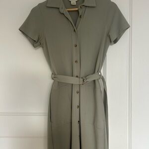 Club Monaco Sage Green Belted Midi Dress